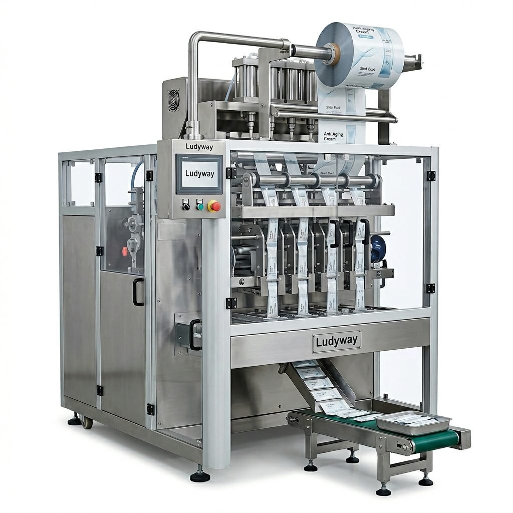 Anti Aging Cream Sachet Stick Pack Packaging Machine with Multi Lane Filling