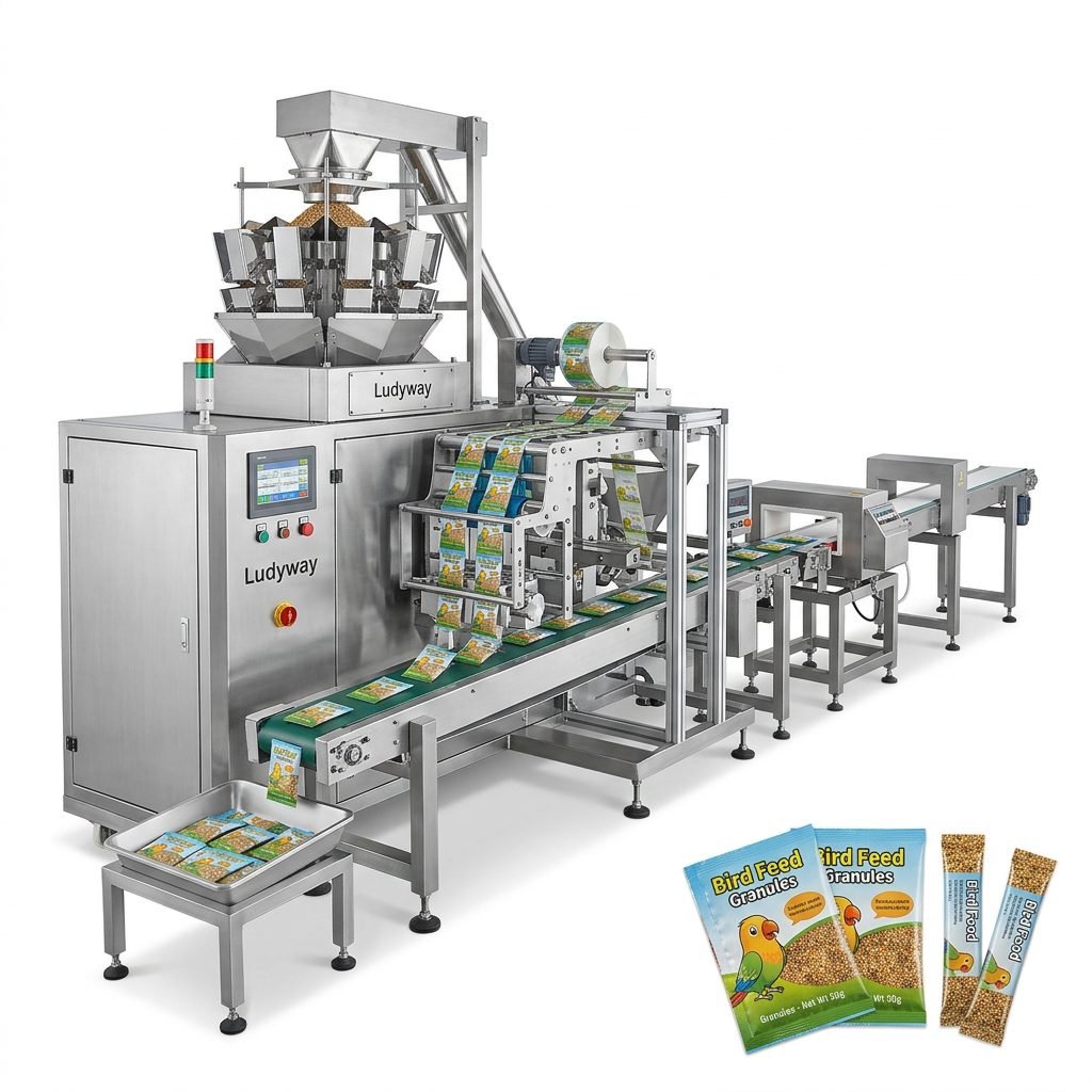Automated Bird Feed Packaging Lines for Granules Multi Lane Sachet Stick Pack Systems