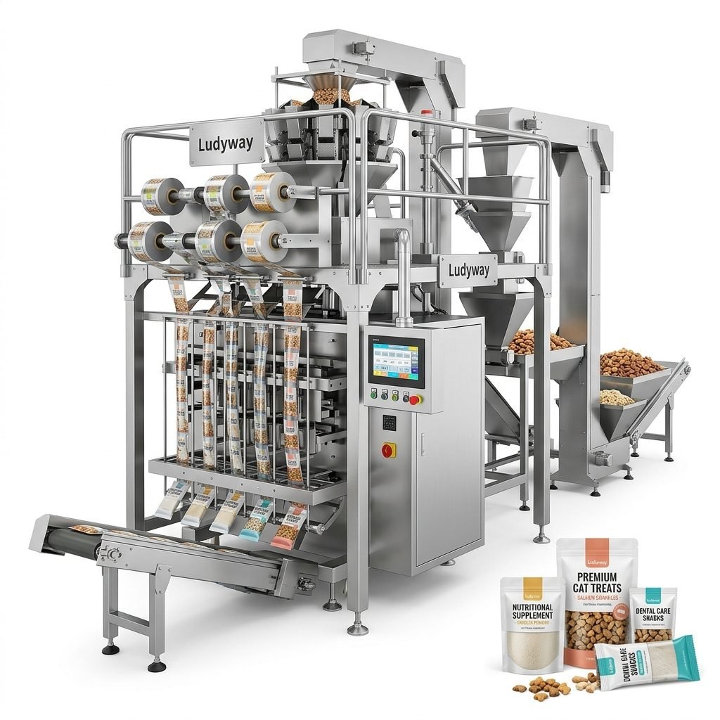 Automated Cat Treat Packaging Line for Granules Powder Multi Lane Pouch System