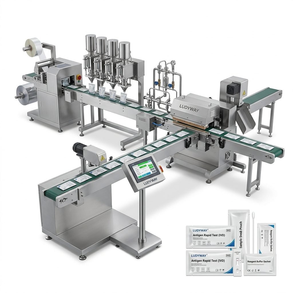 Automated Diagnostic Kit Packaging Line for High Speed Pouch Filling Sealing