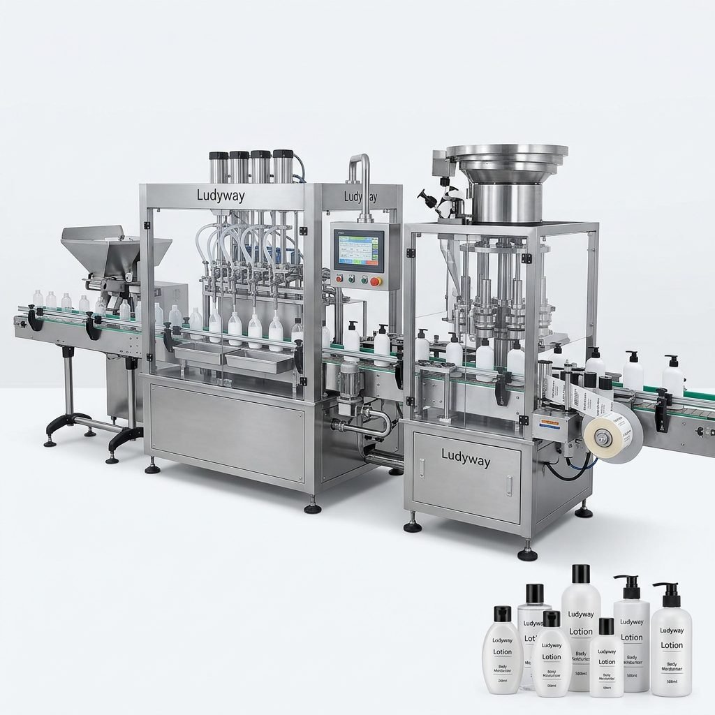 Automated Lotion Filling and Sealing Production Line for High Speed Bottling