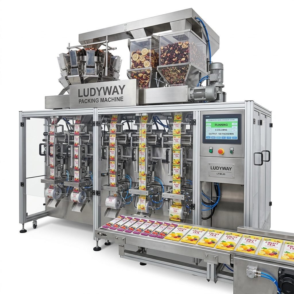 Automated Multi Lane Fruit Tea Stick Pack Sachet Packaging System