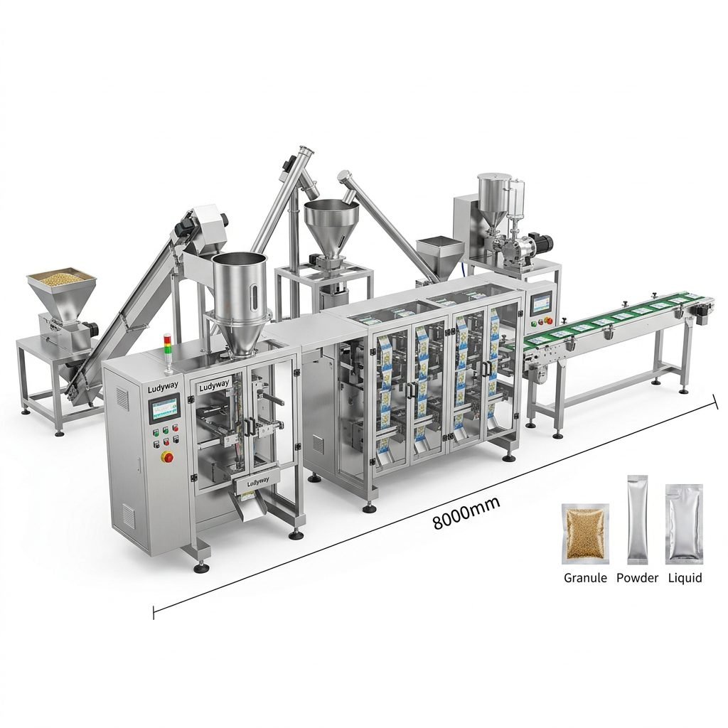 Automated Pouch Packaging Line for Granule Powder Liquid Turnkey Solutions
