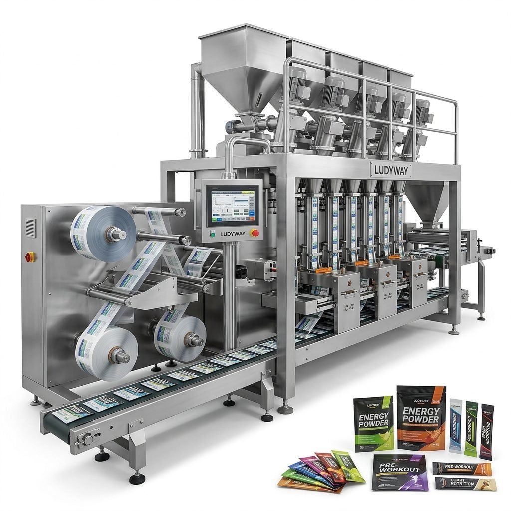 Automated Powder Packaging Line for Energy Products with Multi Lane Filling