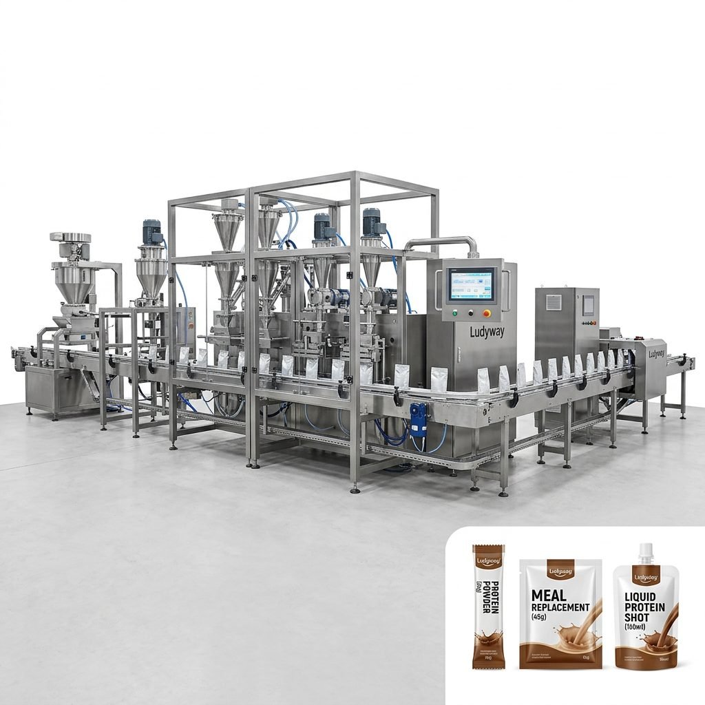 Automated Protein Drink Packaging Lines for Powder Liquid Filling Systems