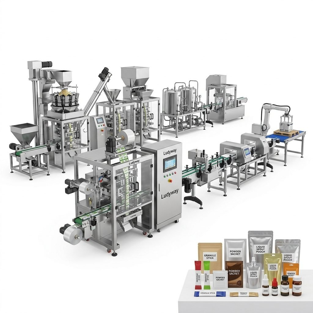 Automated Smart Factory Packaging Lines for Granules Powder Liquids Pouches