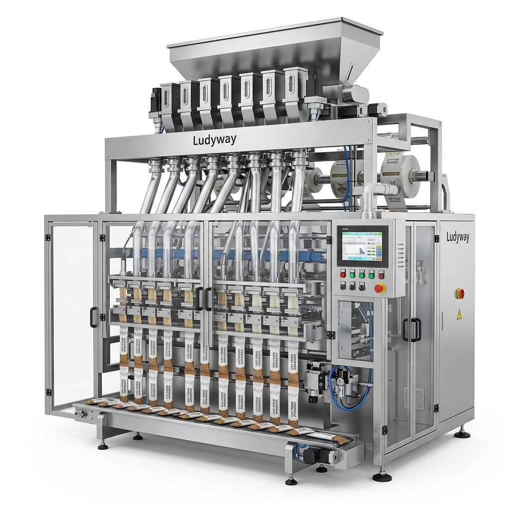 Automatic cat food packaging machine for granules and powder