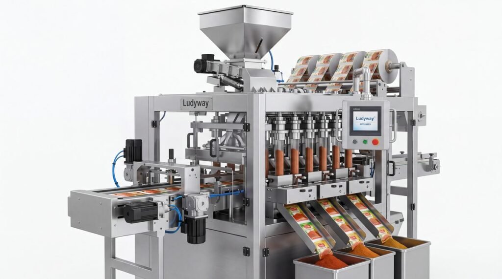 Automatic Powder Packaging Machine for Spices with Multi Lane Sachet System