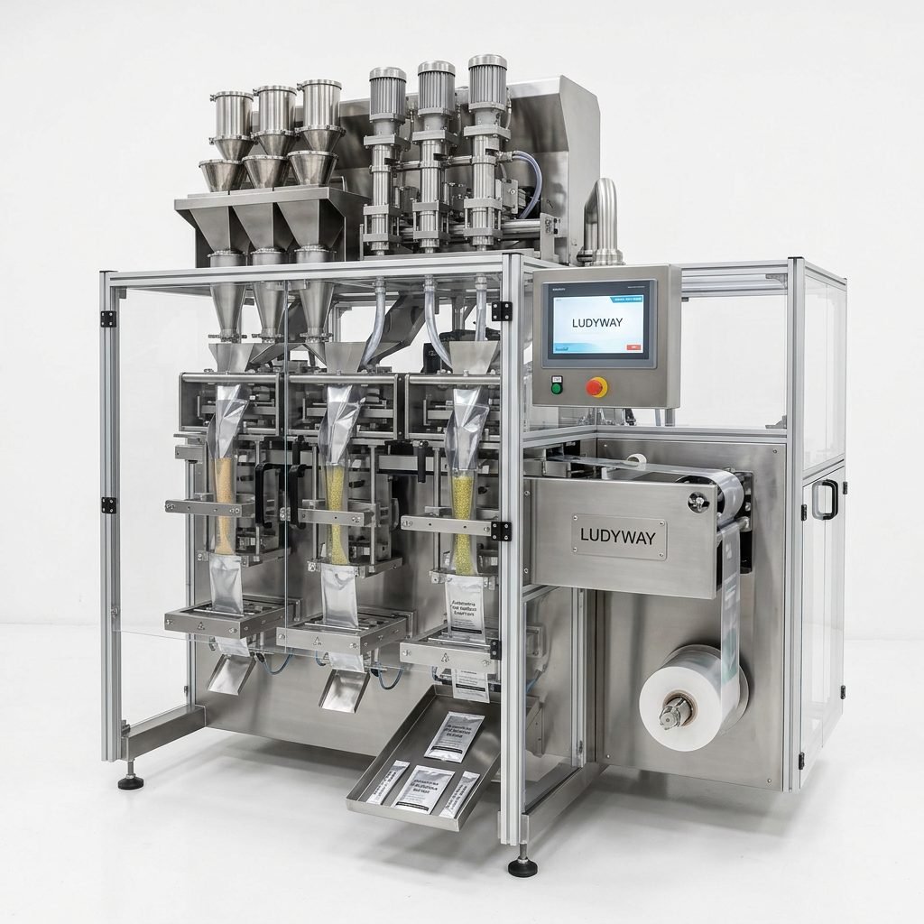 Automotive Additive Packaging Machine for Granules Liquids Multi Lane Sachet Stick Pack Sy_0133c3bc