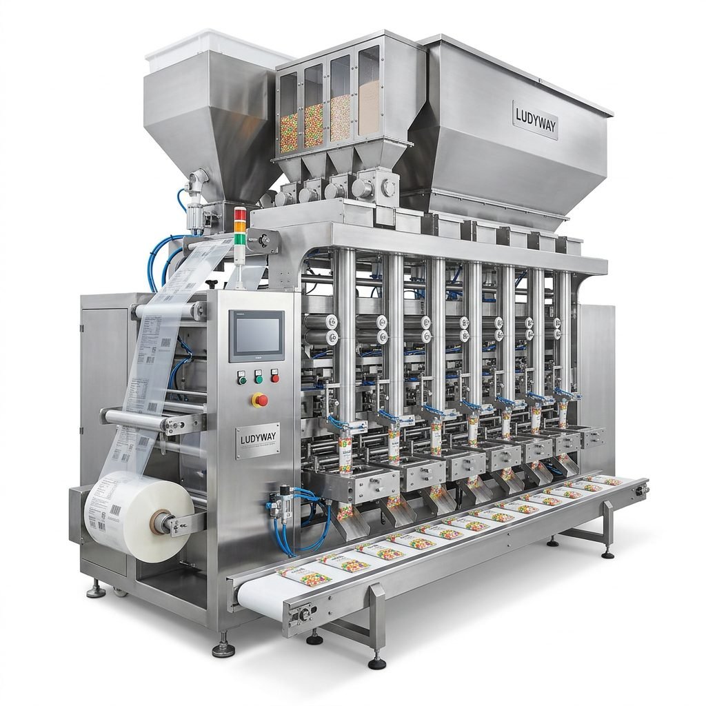Candy Stick Pack Machine Multi Lane Sachet Packaging System Granule Powder Filling