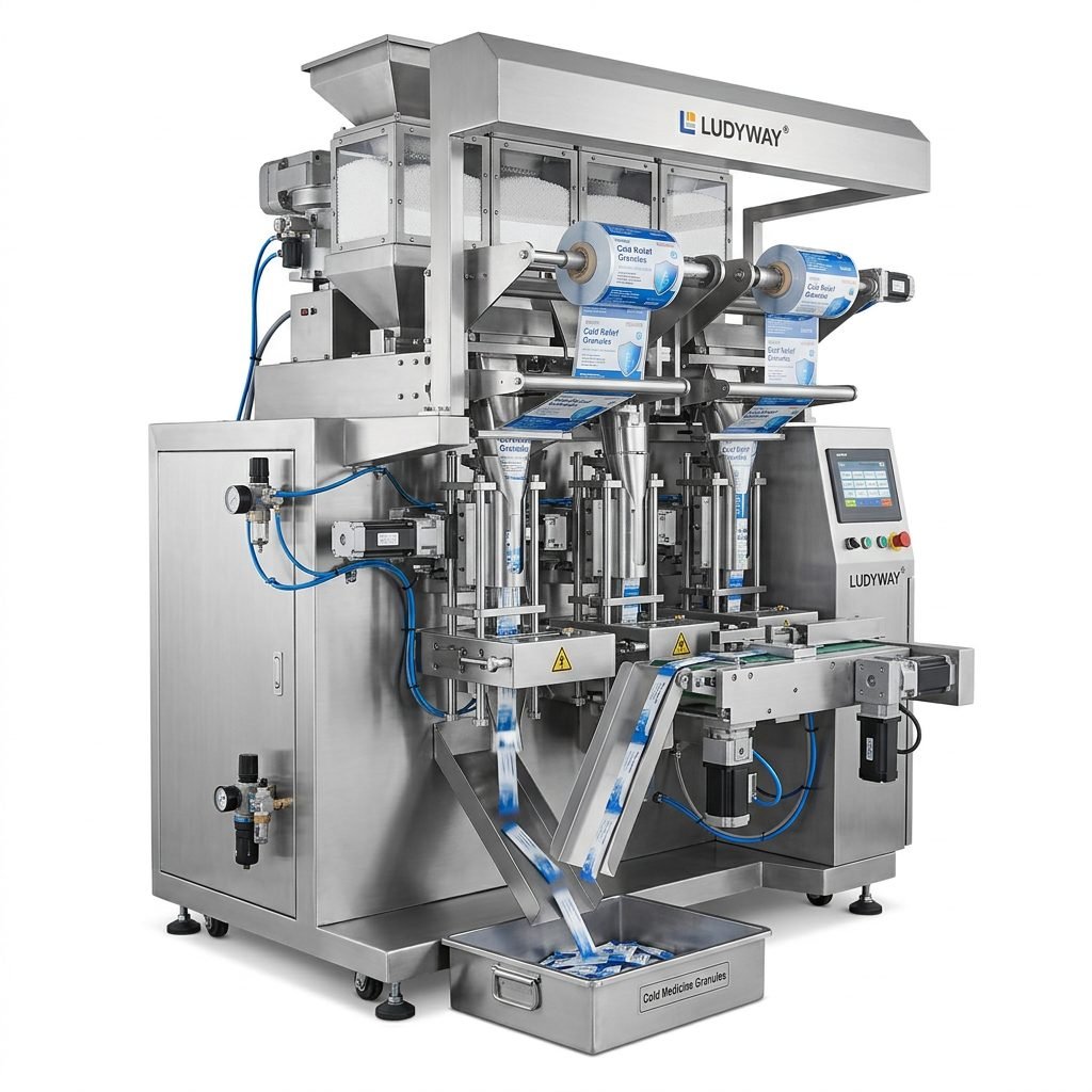 Cold Medicine Granule Powder Sachet Stick Pack Packaging Machine System