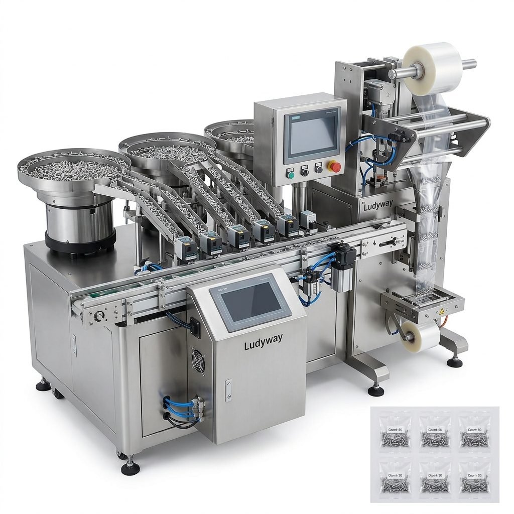 Compact Multi Lane Small Parts Counting Packaging System for Precision Components