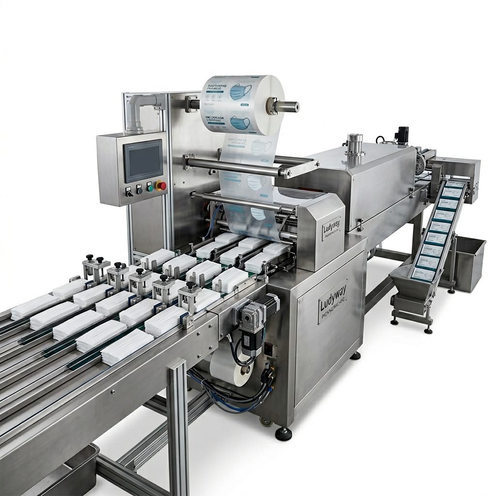 Face Mask Sheet Horizontal Flow Wrapper with Multi Lane Feeding