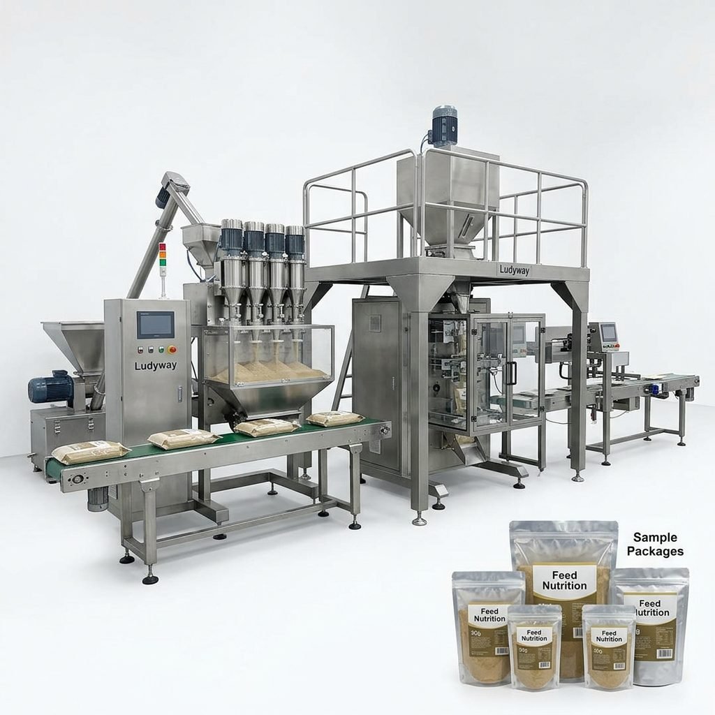 Fully Automated Powder Packaging Line for Feed Nutrition with High Speed Multi Lane Fillin