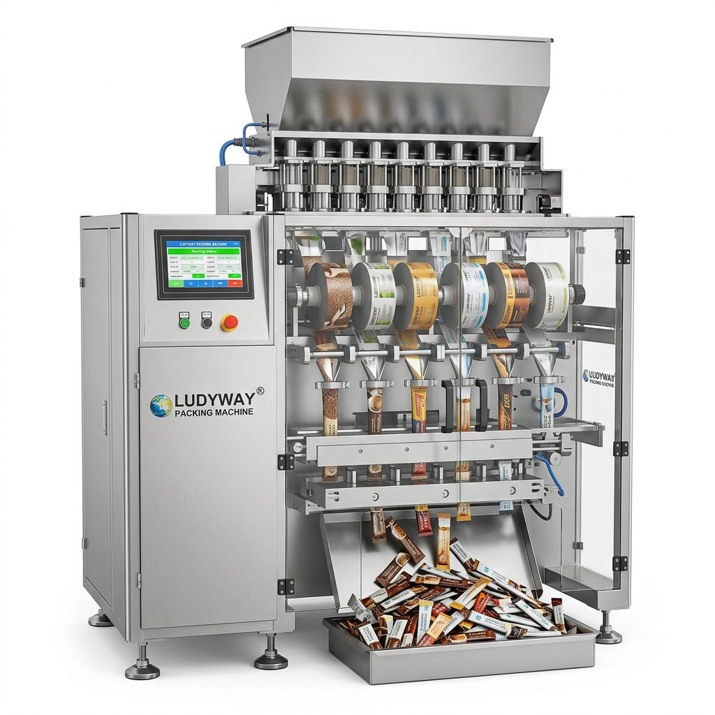 Multi Lane Stick Pack Pouch Packaging Machine for Granules Powder Liquid
