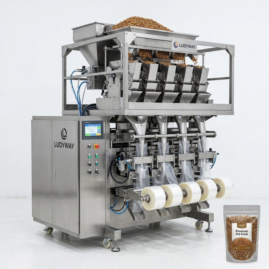 Pet Food Weighing Packaging Machine for Granules Multi Lane Filling System