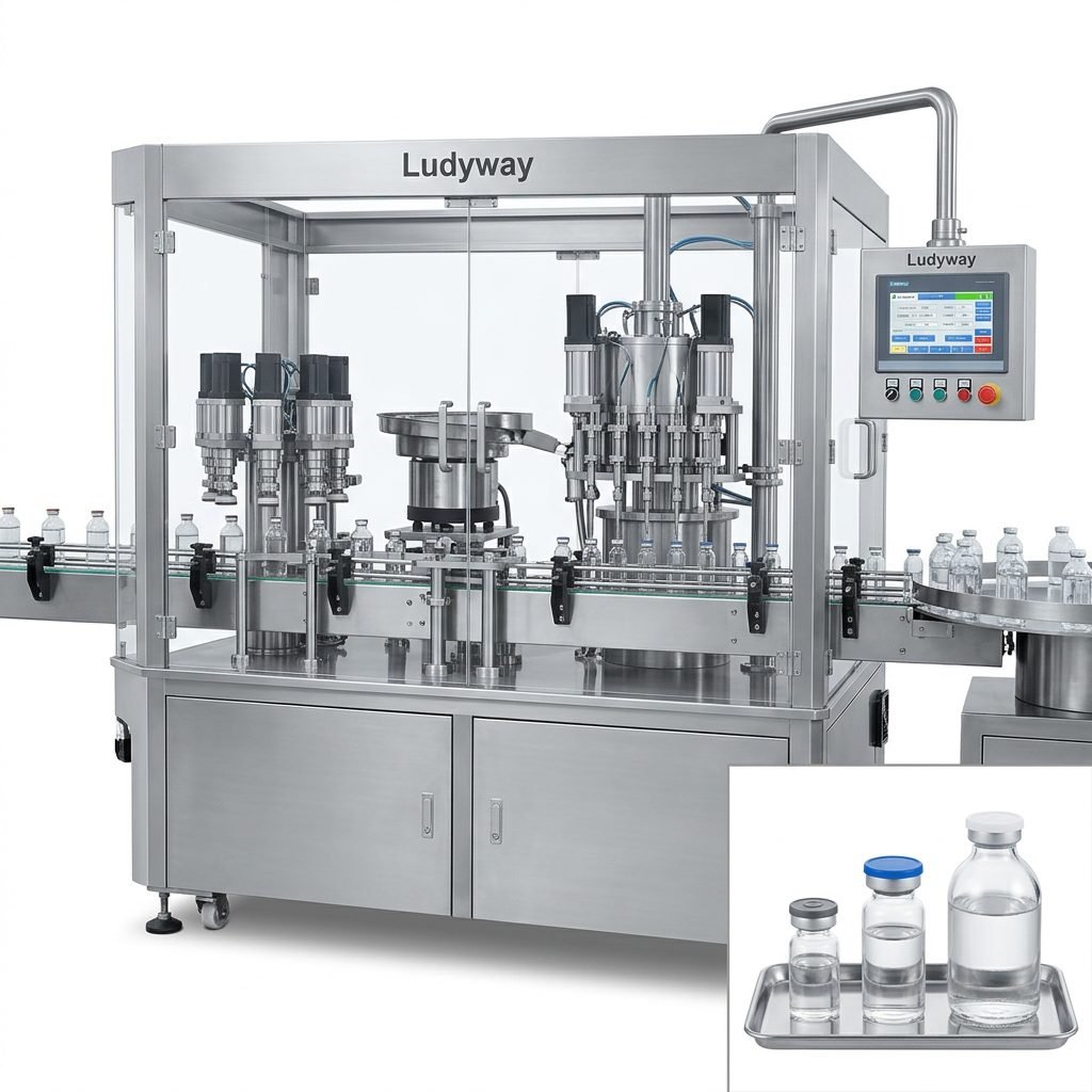 Pharmaceutical Liquid Filling and Sealing Machine for Bottles and Vials